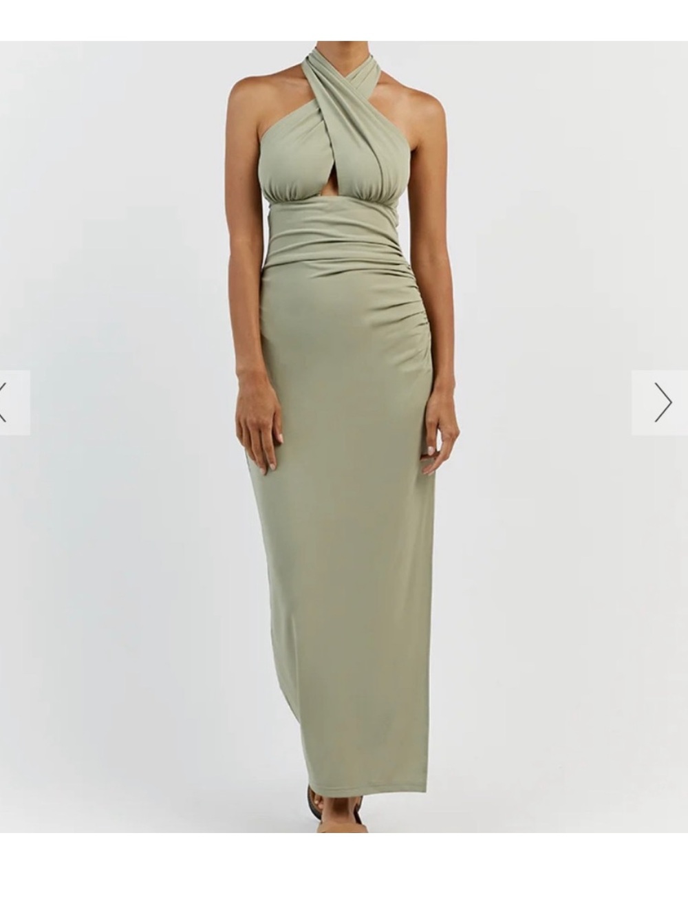 Dissh Amalfi Sage Green Halter Tie Midi Dress Small